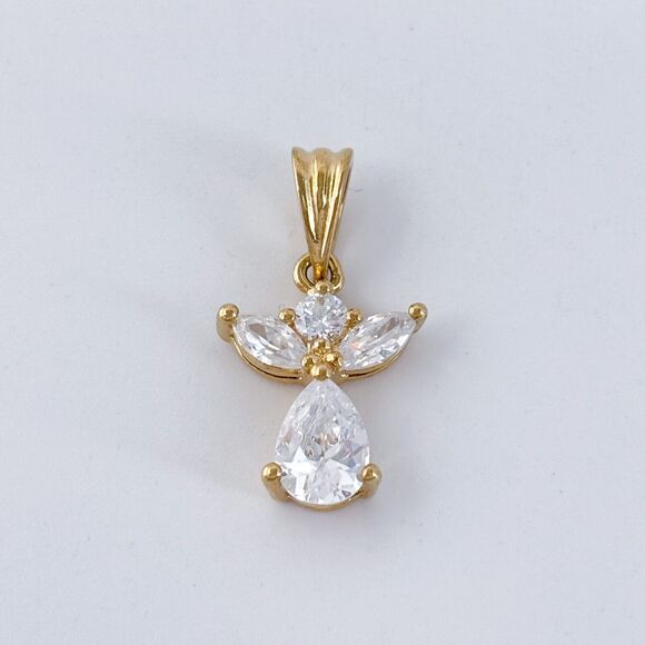 Vintage Danecraft Gold Over Sterling Silver 925 Cubic Zirconia Angel Pendant - Picture 2 of 7